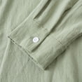 thumbnail image 4 of pstuiky camisas de manga larga para hombre, Camisa de lino con bolsillo y solapa con botones y manga larga de color liso para hombre Tops de hombre l, 4 of 8