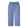 thumbnail image 3 of RUTAYY Women's Capri Pants Solid Color Straight Leg Casual High Waist Sports Loose Fit Daily Wear Trendy Vacation Trousers, 3 of 5
