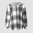thumbnail image 4 of Maplenight Plaid Jackets for Women Button Down Long Sleeve Shacket Casual Fleece Lined Hooded Jackets Thermal Winter Coat with Pockets, 4 of 5