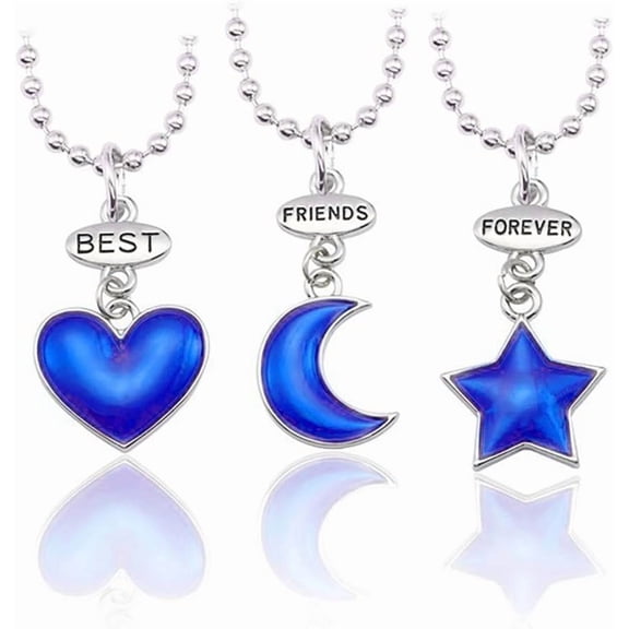 BFF Necklace for 3 Best Friends Necklace for Women Heart Charm Matching Pendant Necklace Set Best Friends Forever Friendship Necklace for Best Friends