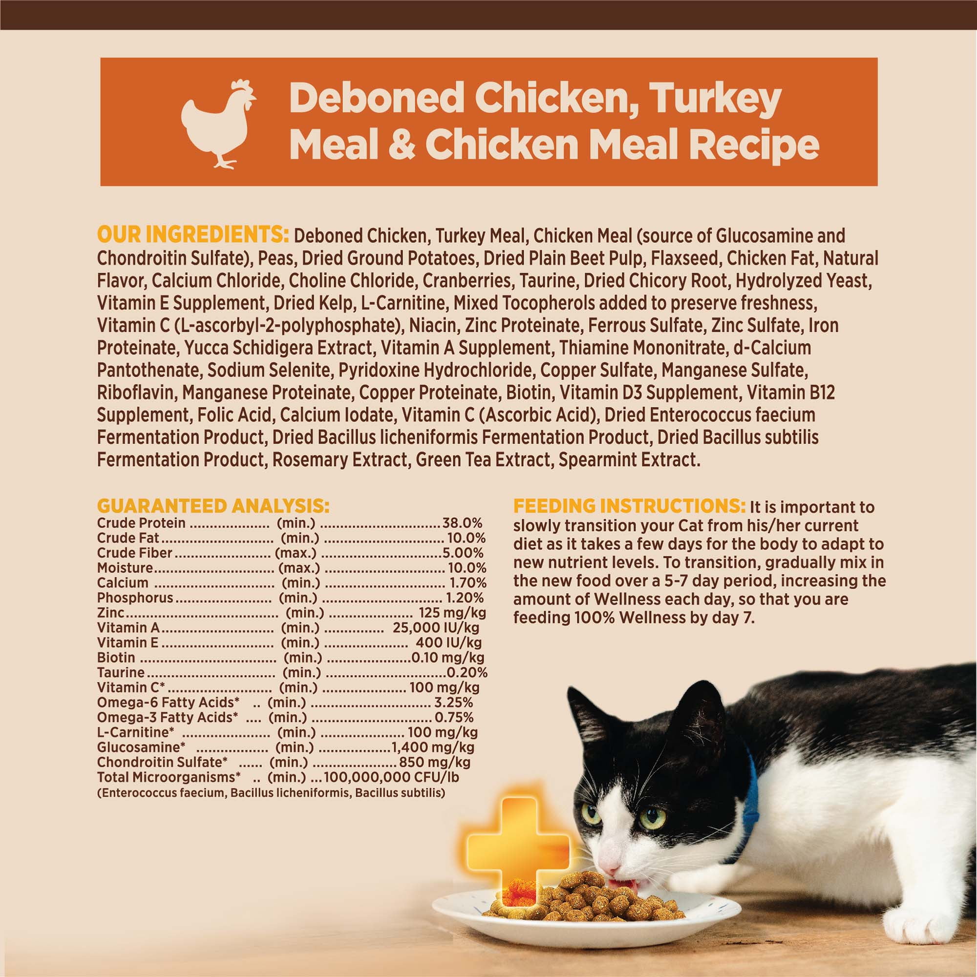 Wellness CORE+ Adult Dry Cat Food for Indoor Cats, Natural, Grain Free Kibble, Chicken and Turkey Recipe, 11 lb Bag