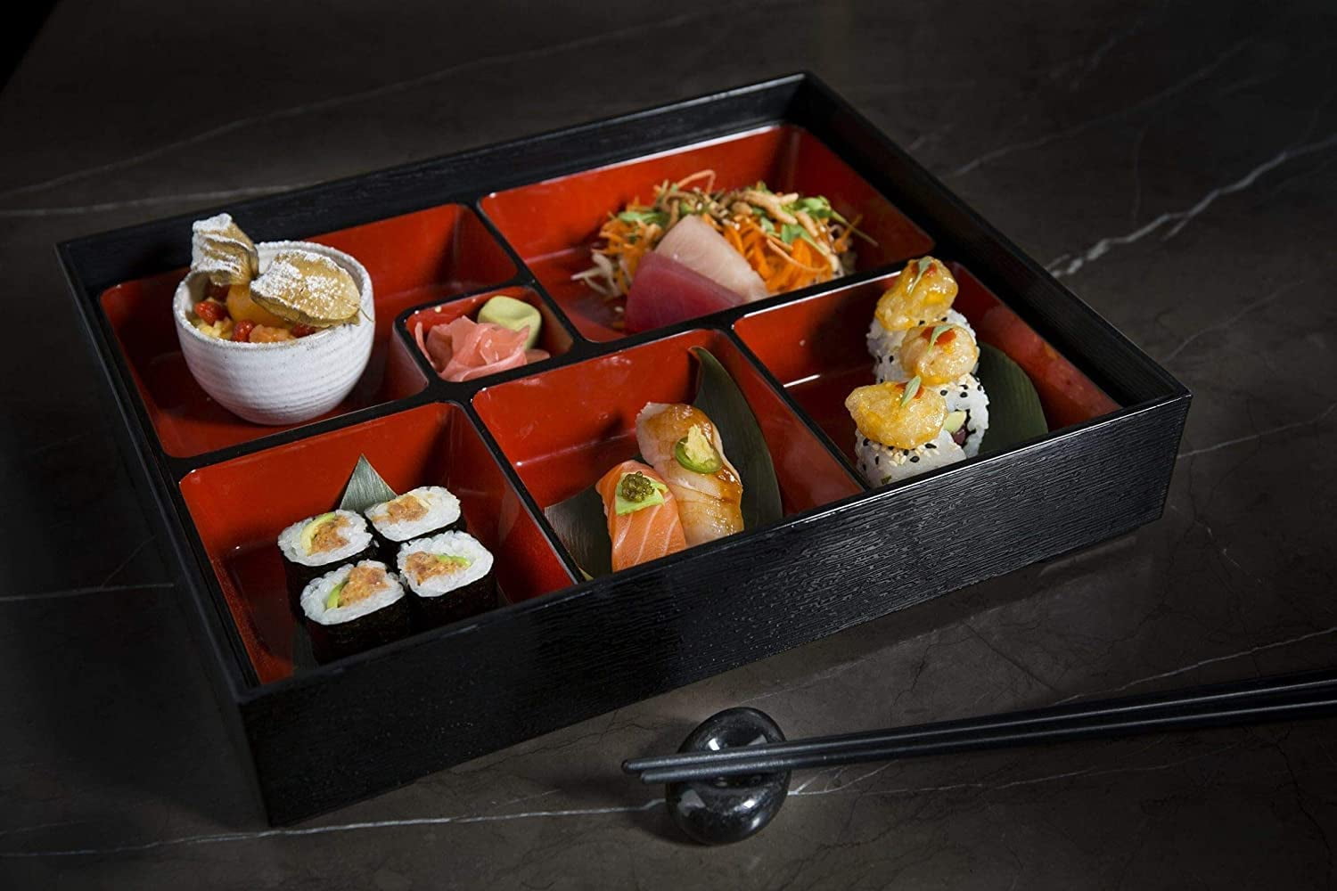 Large Japanese Bento Box 6 Compartmets 14x10.5in #WZ135