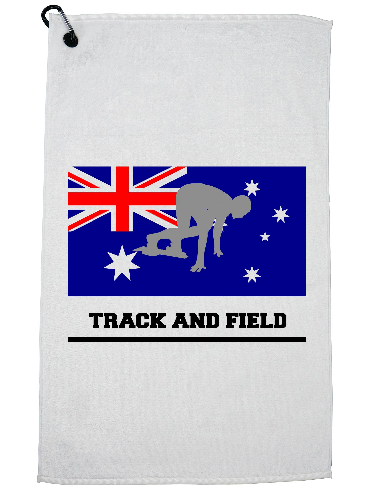 Australia Olympic Track & Field Flag Silhouette Golf Towel with