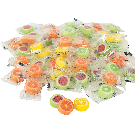 Fun Express Fruit Slices Hard Candy Watermelon Lime Lemon Orange Flavor 114 Pieces 1 Lb
