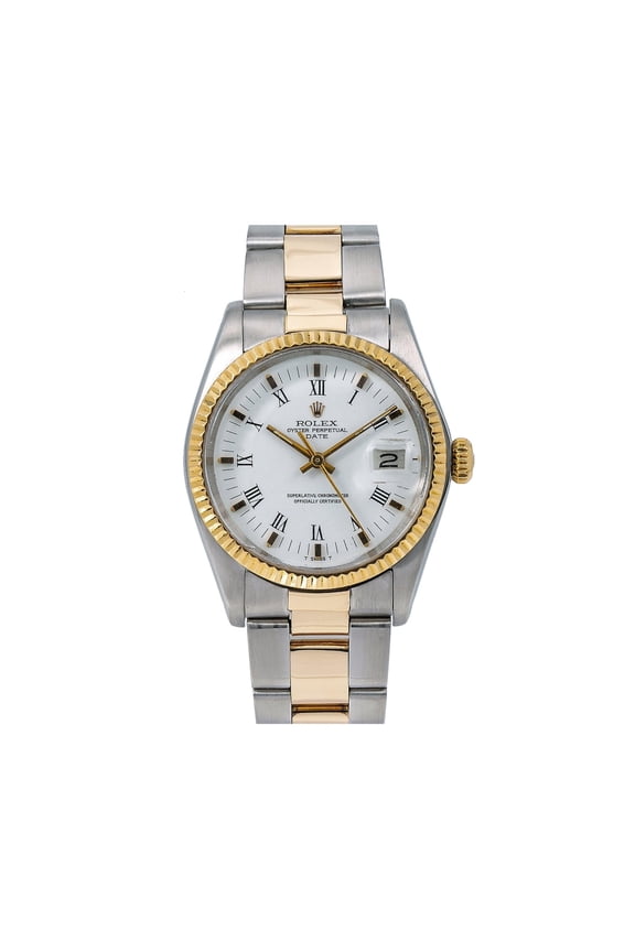 Pre-Owned Rolex Oyster Perpetual Date 1500 34MM White Dial With Two Tone Oyster Bracelet