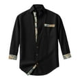 thumbnail image 7 of Eryao Men's Casual Long Sleeve Button Down Shirt Fall Lightweight Beach Wedding Shirts with Pocket,Black,M, 7 of 7