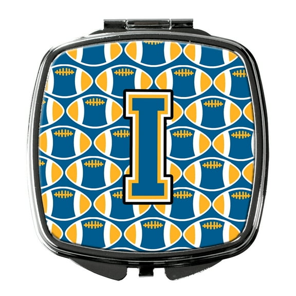 Letter I Football Blue and Gold Compact Mirror CJ1077-ISCM