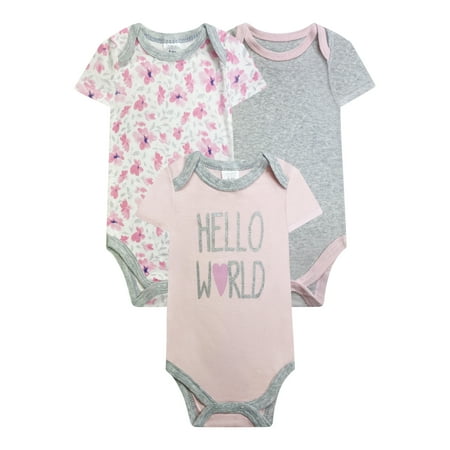 

Baby Kiss Baby Girl Bodysuits 3-Pack Short Sleeve Newborn-9 Months