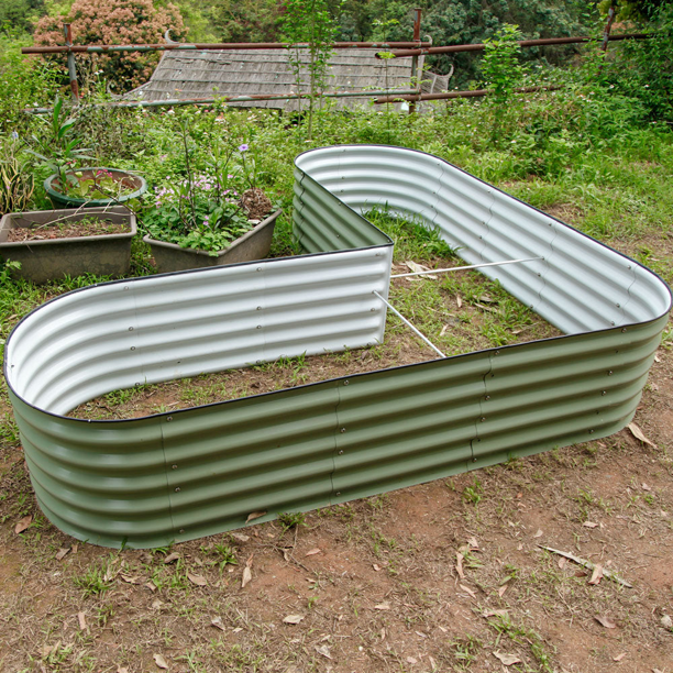 VEGEGA 17" Tall LShaped Modular Corrugated Metal Raised Garden Beds