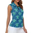thumbnail image 4 of Whosucclay Sea Turtle Wave Print Workout Tank Tops for Women Zip Up Sleeveless Fashion Womens Golf Shirt XS - 2XL, 4 of 8