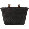 thumbnail image 2 of Cesta Toto Rectangular Tejida Con Bastón De Bicicleta Retrospec Con Correas De Cuero Auténticas Y Hebillas De Latón, 14 Pulgadas De Largo X 8,5 Pulgadas De Ancho X 9 Pulgadas De Alto, Color Negro, 2 of 5