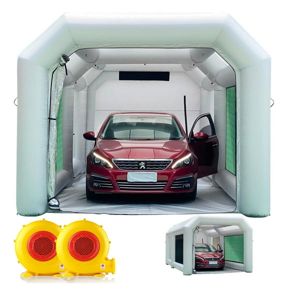 WARSUN 20x11.5x9Ft Inflatable Paint Booth & Larger Air Filter System Professional Inflatable Spray Booth with 580W 450W Blowers