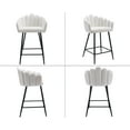thumbnail image 6 of Guyou 26" Height Velvet Bar Stools Set of 2, Upholstered Counter Height Chairs with Petal Back and Metal Legs for Restaurant Kitchen Island Bar, White, 6 of 11