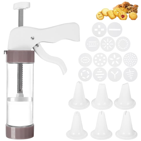 Cookie Press Set Cookie Press Gun Kit Biscuit Maker Churro Maker Cookie Press Machine with 13 Cookie Discs 6 Icing Nozzl