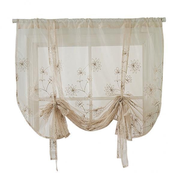 2x46x63inch Voile Kitchen Bit Up Cortina Flowers (117x160cm) BLESIY Cortinas de amarre