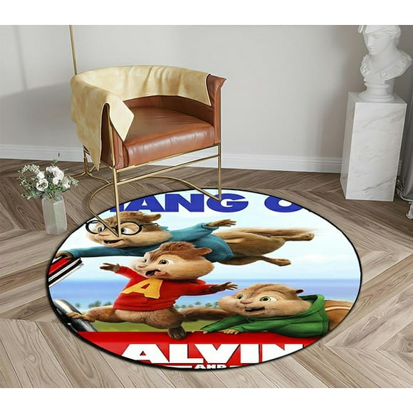DEYOU Alvin And The Chipmunks The Road Chip Round Area Rugs Diameter 4 x 4ft Floor Carpet Mat for Living Dinning Room Bedroom Kitchen Hallway Office Decor