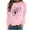 Pink, variant on Spring Tops for Women Graphic Womens Sweatshirts Plus Size Womens Casual Long Sleeved Round Neck Hooded Graphic Shoulder Sweatshirt Beige S
