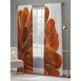 thumbnail image 4 of Orange Gold Flower Sheer Curtains 108 Inches Long 2 Panels Orange Gradient Vintage Abstract Line Light Filtering Semi Sheer Window Curtains Drapes for Bedroom Living Room 52"x108", 4 of 7