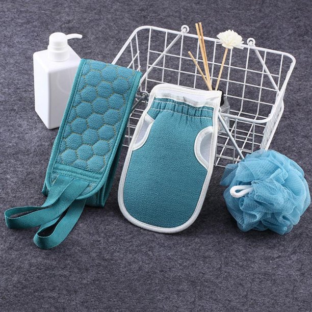 3Pcs Spa Bath Mitt Body Exfoliator Face Antibacterial Scrub Sponge