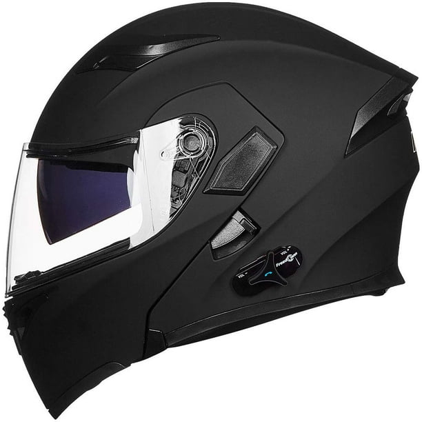 Casco De Motocicleta Bluetooth, Doble Visera Antivaho Casco Modular Con Cola, Casco De Cara Completa Para Adultos Hombres Y Mujeres Casco De