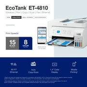 Epson EcoTank ET-4810 Wireless All-in-One Cartridge-Free Supertank Printer with Scanner, Copier, Fax, ADF and Ethernet