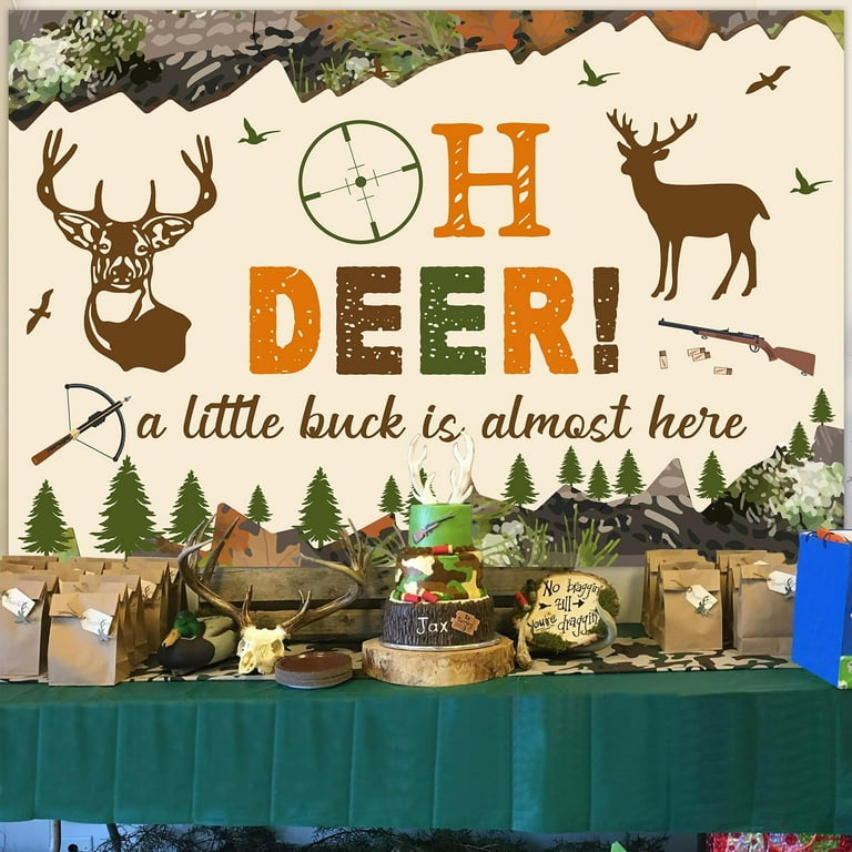 5x3ft Oh Deer Baby Shower Backdrop a Little Buck is Almost Here