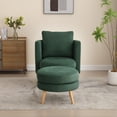 thumbnail image 3 of Modern Sherpa Accent Chair with Storage Ottoman Set, Upholstered Barrel Club Arm Chair with Footrest,Mid Century Lounge Armchair  for Living Room, Bedroom, Reading Room, 3 of 6