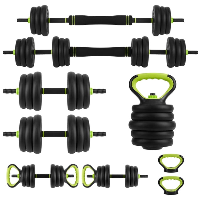 Ensemble d'Haltères Réglables 4 en 1 44 66 88 Lb, Convertible en Kettlebell Barre, Support de Pompes, Plaques de Poids Anti-Roulis Enduites d'ABS avec Poignée PE, Équipement d'Entraînement de Force pour Gym à Domicile pour Hommes Femmes