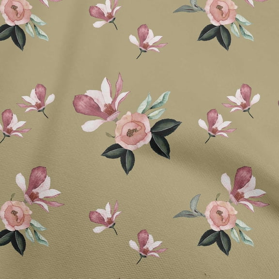 oneOone Cotton Cambric Beige Fabric Floral Sewing Craft Projects Fabric Prints By Yard 42 Inch Wide-CA