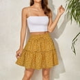 thumbnail image 2 of Aayomet Sparkly Skirt Womens High Waist A Line Ruffle Swing Long Maxi Skirt with Pockets,Yellow M, 2 of 4