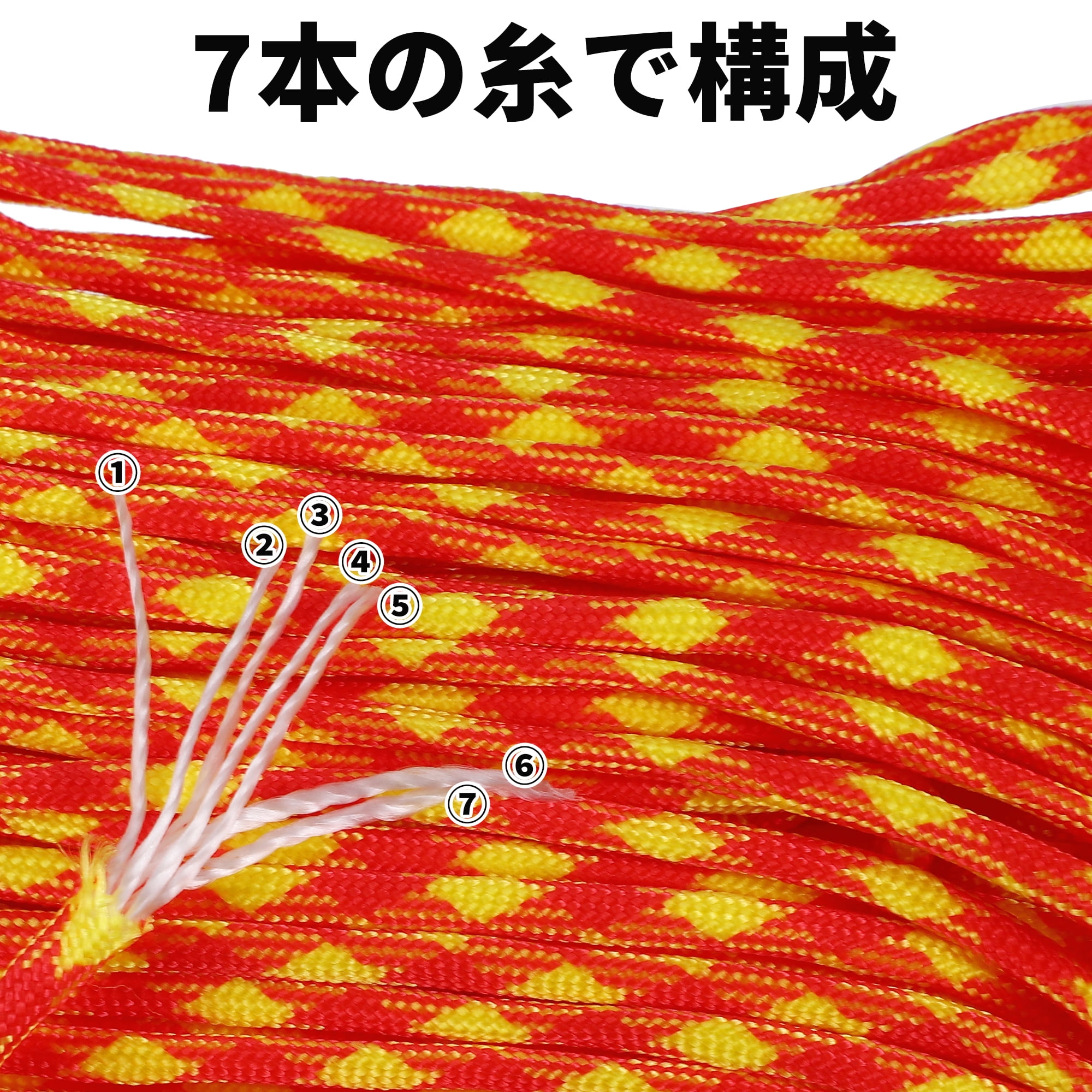 Unique Bargains Outdoor Camping Guylines Tent Rope 7 Core 4mm Paracord Red Yellow