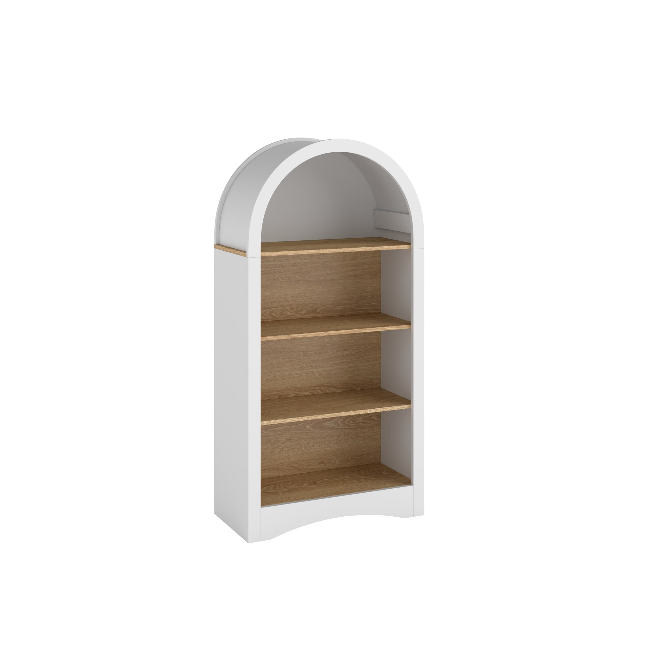 Noble House Eliver Freestanding Arched Storage Bookcase & Display Rack, Accent Space-Saving 4-Tier Open Shelf, White