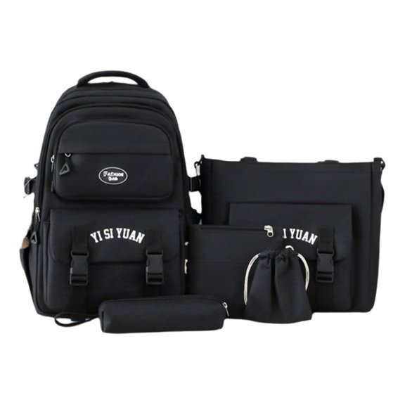 GFHFHITJ A Backpack Student Backpack Four Piece Set Backpack Large Capacity High Value Spliced Color Blocking Women's Backpack
