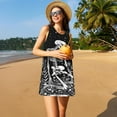thumbnail image 3 of Naloa Vintage Black white Plant skull Print Women's Summer Spring Casual Beach Sundress,Vacation Sleeveless Tank Crewneck Loose Dresses, 3 of 7