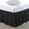 thumbnail image 2 of LINEN SHEETS- 100% Microfiber - Wrap Around Ruffled Bed Skirt with 18 Inch Tailored Drop - Adjustable Elastic Dust Ruffles Easy Fit- Luxurious & Wrinkle Free-Queen Size- Black Solid, 2 of 5