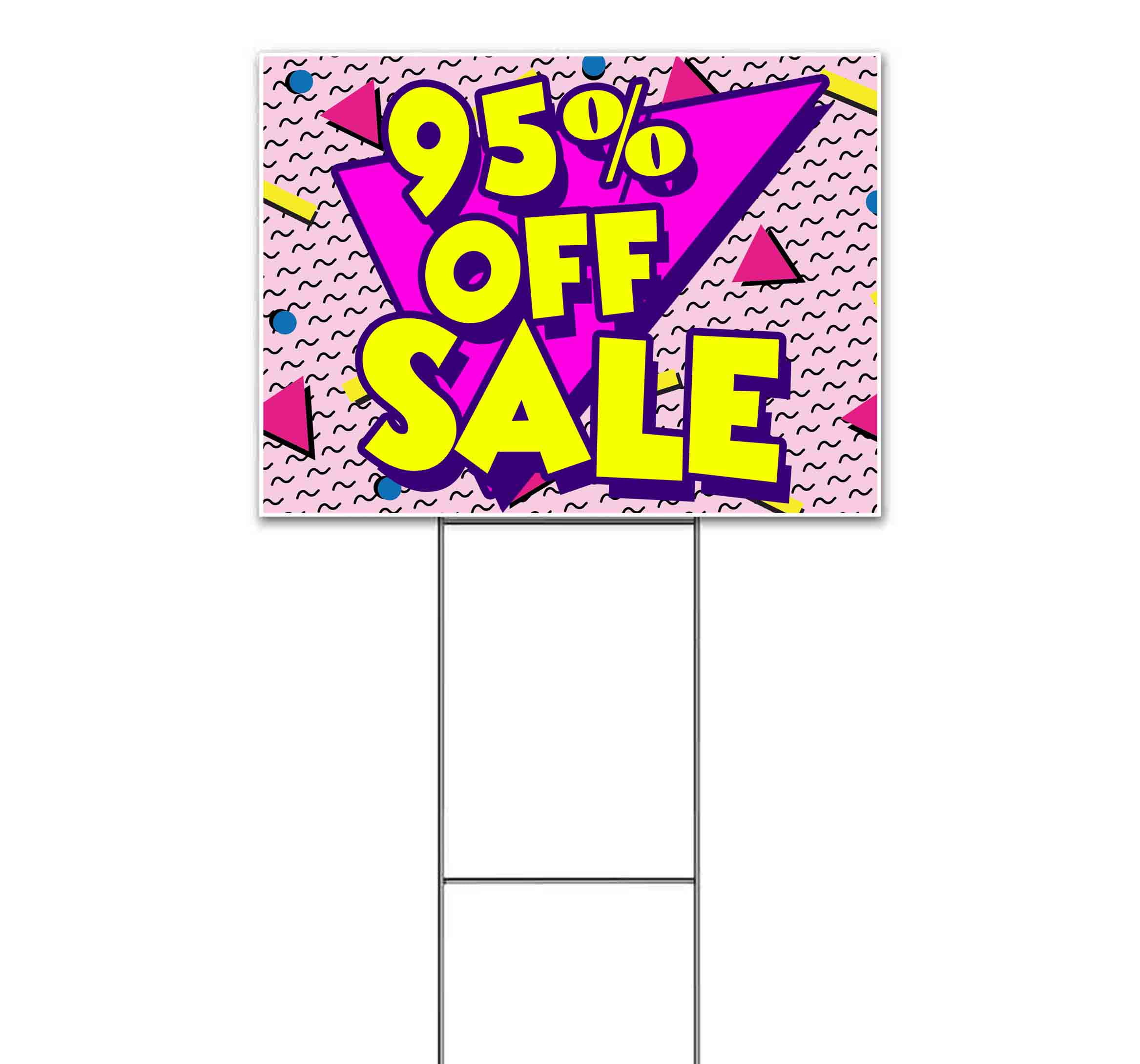 Pink 80 95% Off Sale (18" x 24") Yard Sign, Includes Metal Step Stake