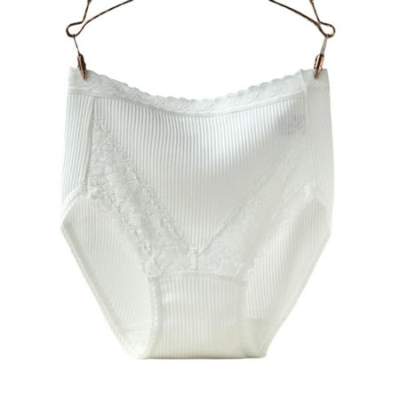 

Lace Stitching Ribbed Hip Lifting Women Briefs High Waist Control Belly Panties