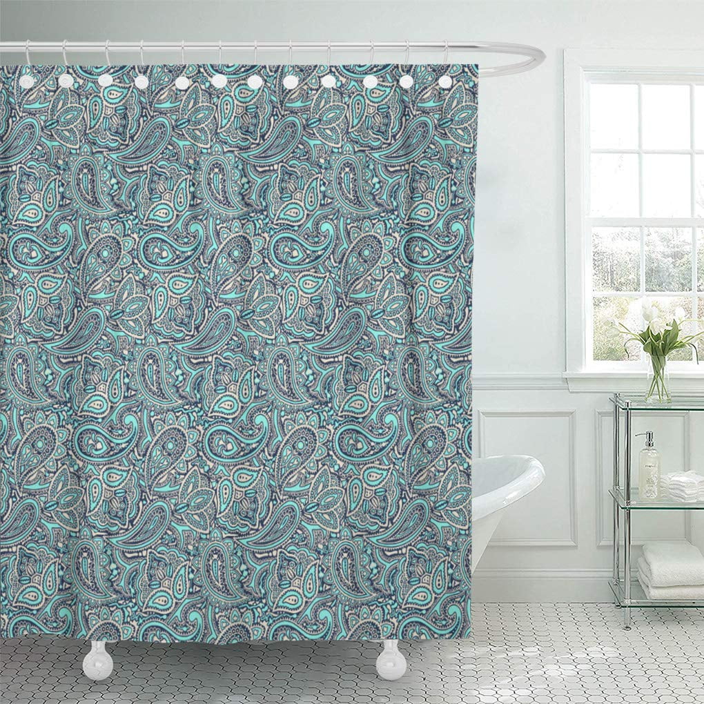 Atabie Teal Look Blue Turquoise Shimmer, Teal Shimmer Shower Curtain
