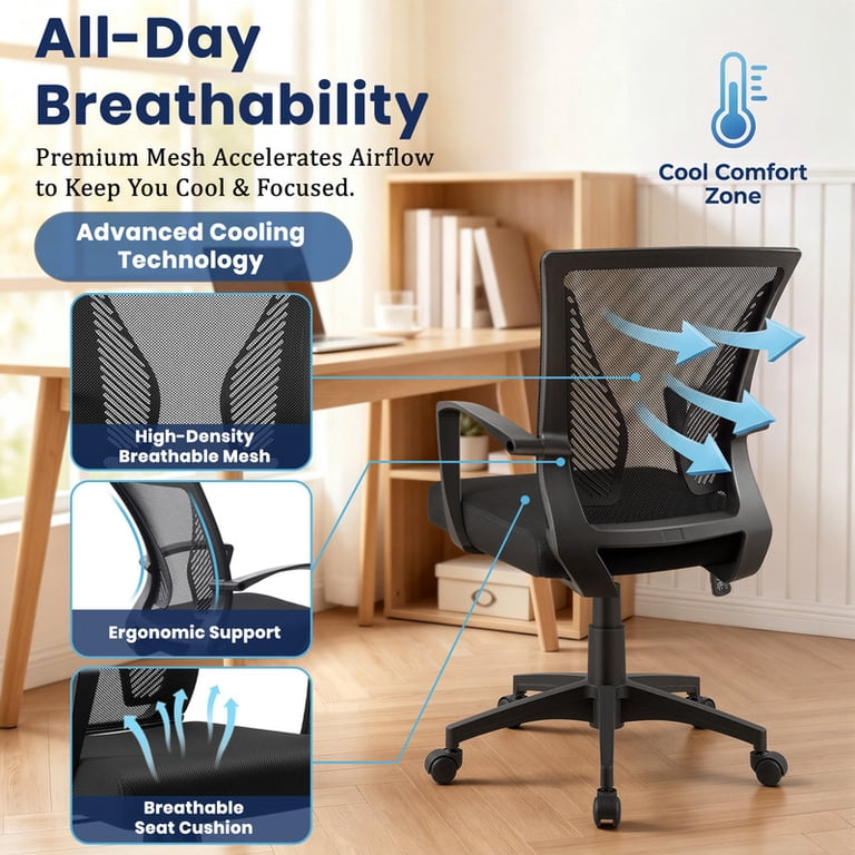 Furmax Ergonomic Mesh Office Chair, Mid Back, Lumbar Support