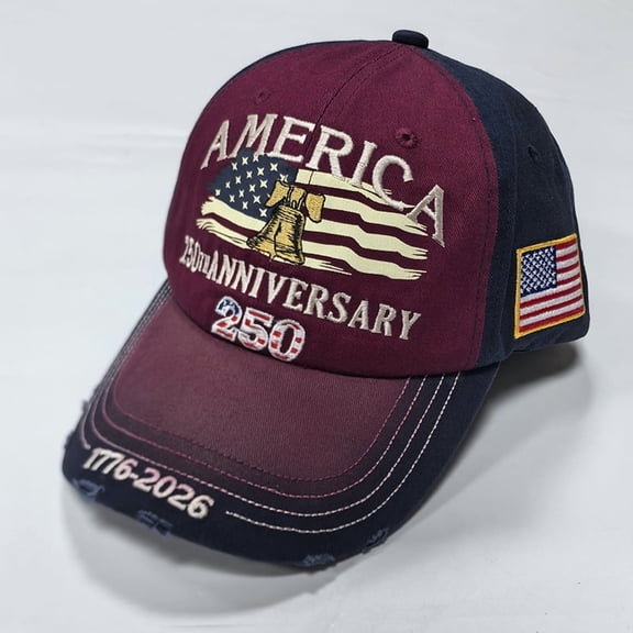 250th Anniversary Commemorative Hat, Embroidered Adjustable 250 Anniversary USA Hat, Patriotic Baseball Cap