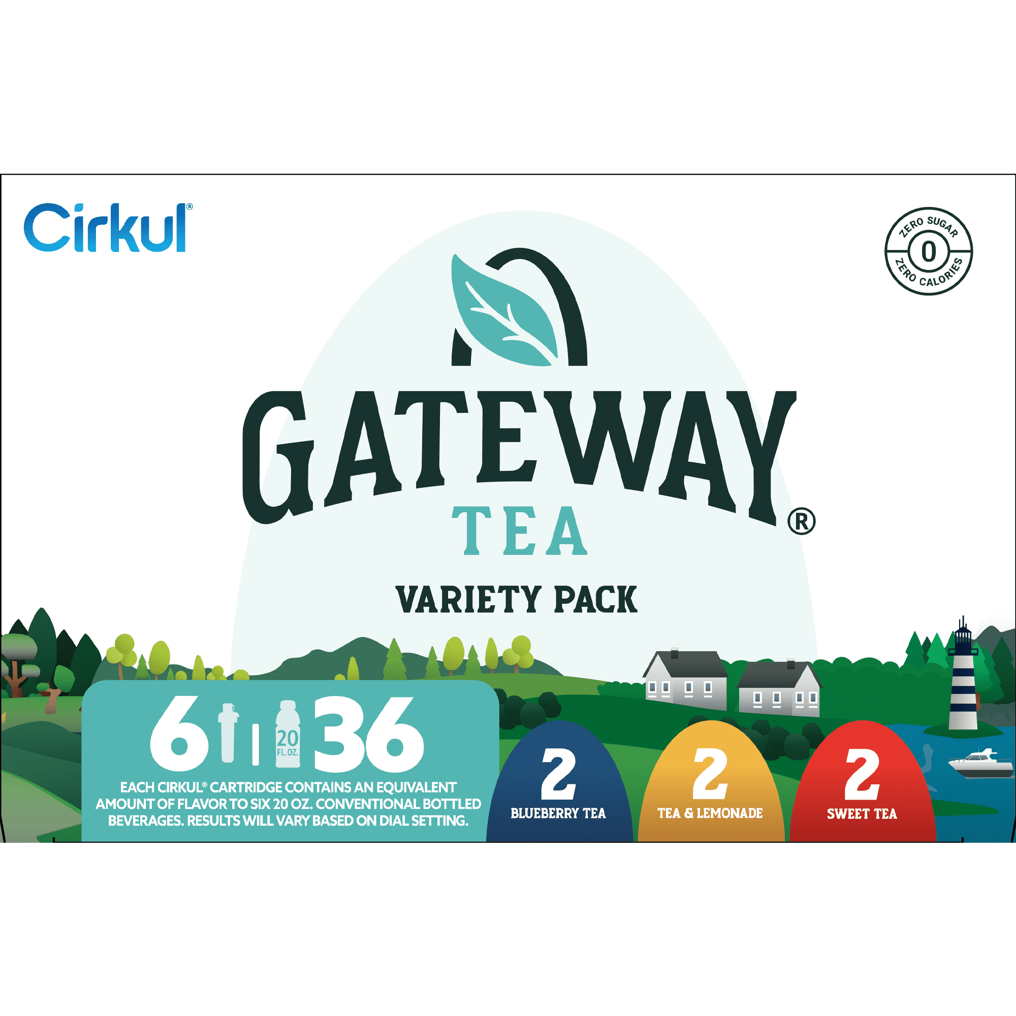 Cirkul Gateway Tea Flavor Cartridge Variety Pack, 6-Pack ( 2 Sweet Tea, 2 Tea and Lemonade, 2 Blueberry Tea)