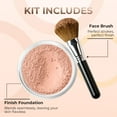 thumbnail image 2 of FOUNDATION with FLAWLESS FACE BRUSH Mineral Makeup (LIGHT TAN) Matte Natural Loose Powder Bare Skin Cosmetics Full Coverage Long Lasting All Skin Types SPF 18, 2 of 5