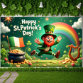 thumbnail image 5 of Green Theme St. Patrick's Day Banner Shamrock Design Leprechaun Backdrop Rainbow Pattern Gold Coin Decor Festival Display for St. Patrick's Day Party Festival Home Celebration, 5 of 9