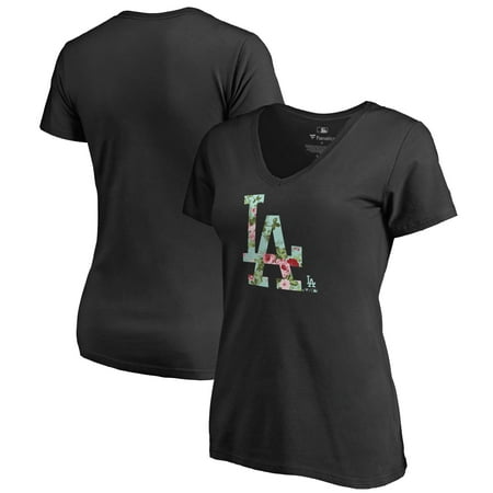 Los Angeles Dodgers Gear - Los Angeles Dodgers Fanatics Branded Women's Lovely V-Neck T-Shirt - Black