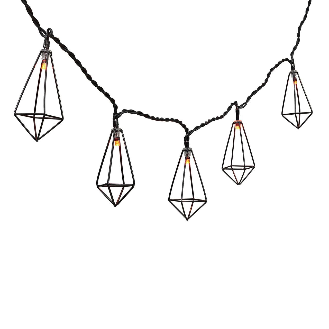 Way to Celebrate Halloween 20-Count Black Metal Lantern Lights, with 20 LED Orange Lights