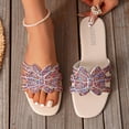 thumbnail image 2 of Sandalias Mujeres Casual Slide Sandalias Strass Bow Open Toe Flat Slides, Zapatos Planos para las Mujeres Compatibilidad Cómoda Y Elegante, 2 of 9