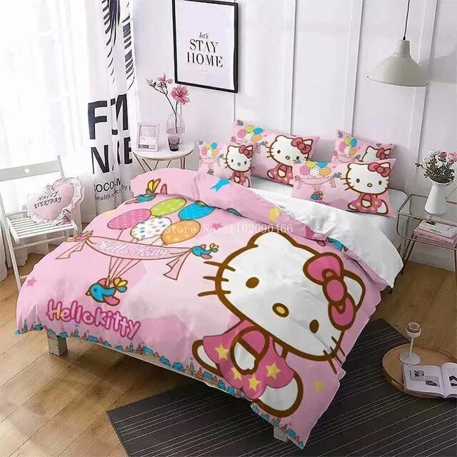 Hot Hello Kitty Comforter Cover Set Bedding Set Digital Printed Bedding Suit EU/US Size Spring Comfortable Household Supplies