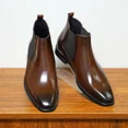 thumbnail image 5 of Botas Vintage para hombre, zapatos informales de cuero, Otoño Invierno, cabeza cuadrada, botas cortas clásicas hechas a mano para hombre, botas para exteriores 2024, 5 of 5