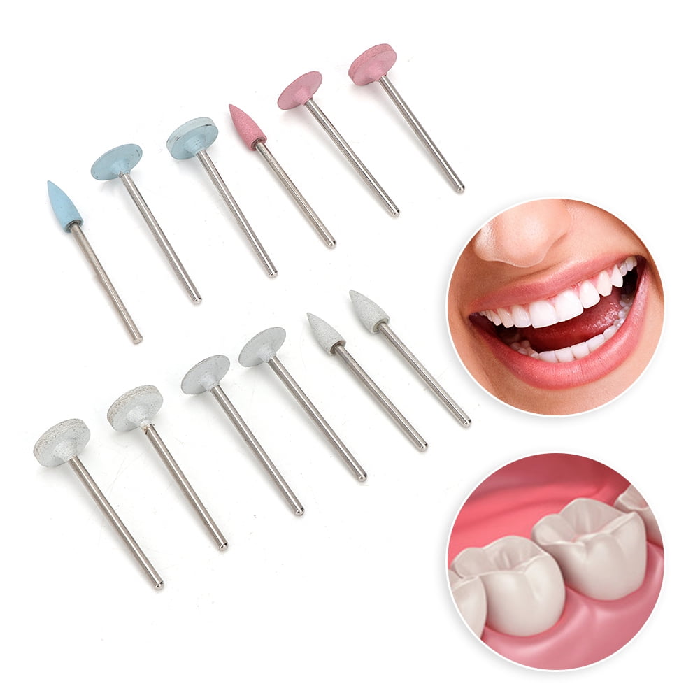12PCS Dental Fittings Silicnone Grinding Heads for Smoothing Polishing Teeth 