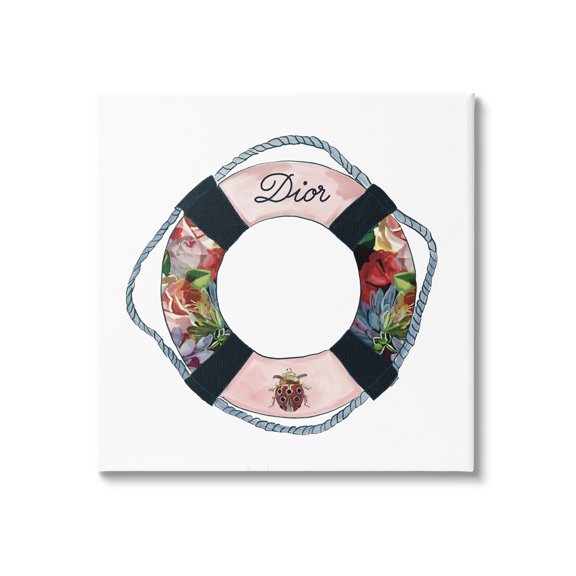 Stupell Industries Floral Patterned Life Preserver Upscale Fashion Motif Graphic Art Gallery Wrapped Canvas Print Wall Art, Design by Amelia Noyes
